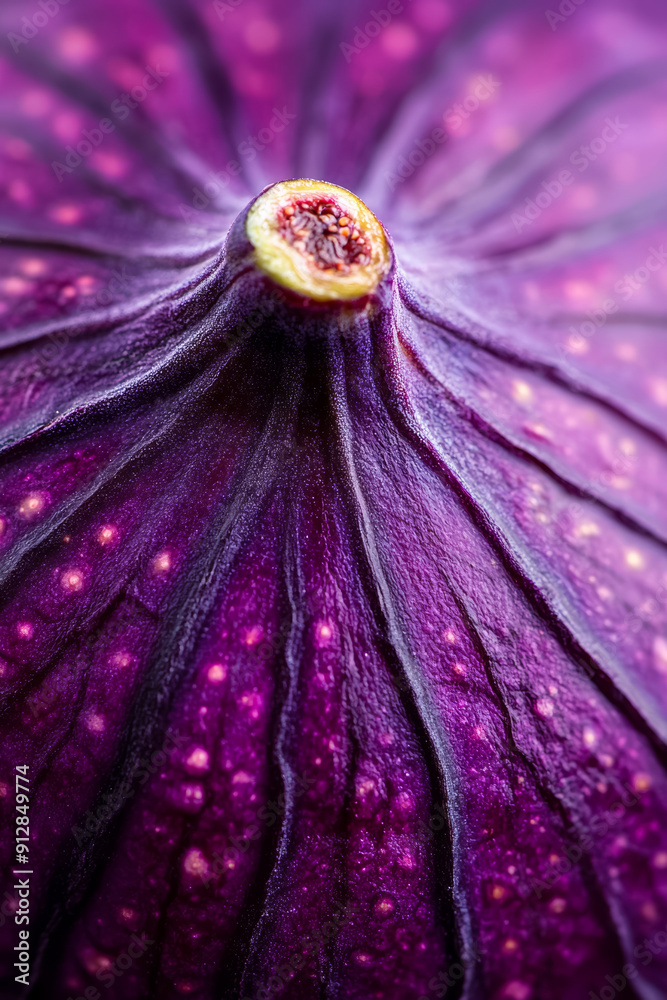 Wall mural macro shot of a figs skin displaying the deep purple surface with subtle cracks and delicate texture