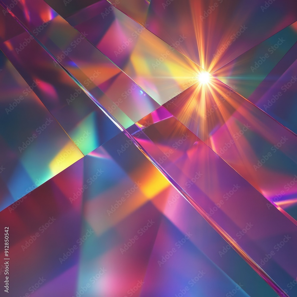 Wall mural 3D prism effects with light refraction, colorful and abstract