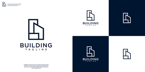 Minimalist building structure real estate, architecture, construction logo design