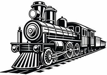 vintage steam locomotive train illustration vector art design