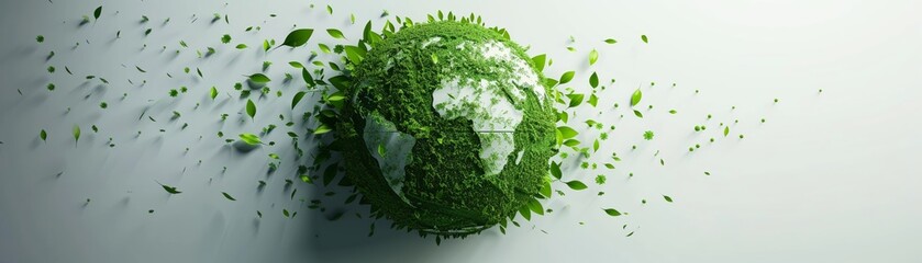 A vibrant green globe made of leaves, symbolizing environmental sustainability and the importance of nature conservation.