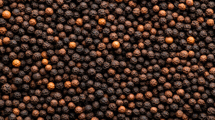 Macro shot of the texture of ground black pepper highlighting the coarse dark specks with varied sizes 