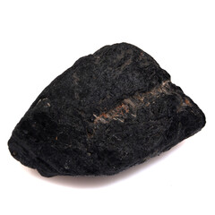 natural black tourmaline scherl on the white background