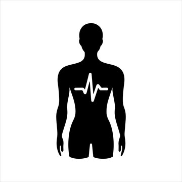 recommend clip art: Black man body with line ecg silhouette icon vector illustration design on white background.