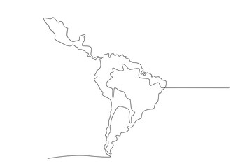 Map of latin america. Latin america concept one-line drawing