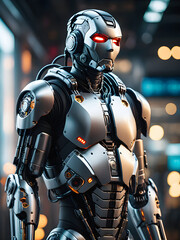 Fototapeta premium Close-up Portrat of a female Cyborg