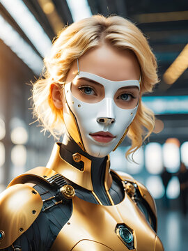 Close-up Portrat of a female Cyborg