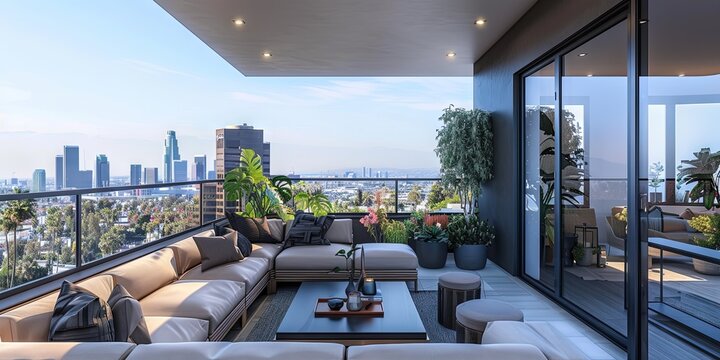 balcony mockup, los angeles condo interior design