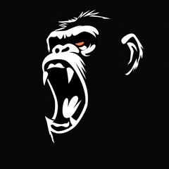  stylized drawing of bad profile monkey, the monkey is screamin
