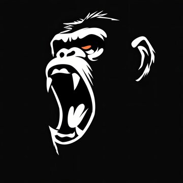  stylized drawing of bad profile monkey, the monkey is screamin