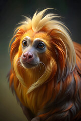 Naklejka premium Close-up of Golden Lion Tamarin cute