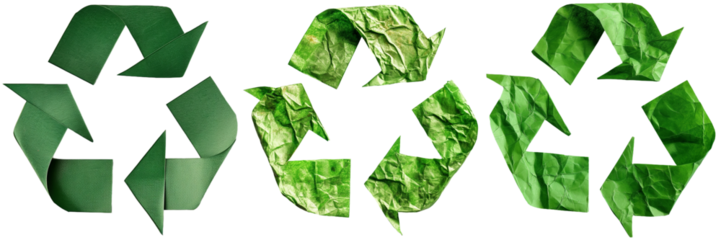 Green Recycling Symbols Isolated on Transparent Background