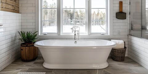 Fototapeta premium bathroom mockup, Maine interior design