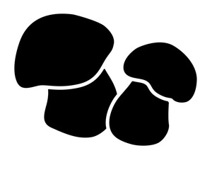 Penny bun mushrooms, two mushrooms - vector silhouette picture for logo or pictogram. Boletus edulis are edible mushrooms. Сep, porcino or porcini for sign or icon