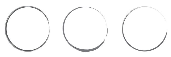  Grunge circle brush set, black circle frames vector illustration