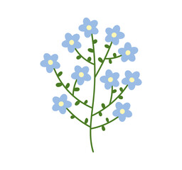 Cute blue flower illustration. Hand drawn vector flowers.