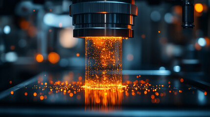 In a spotless, high-tech lab, the experimental setup for quantum entanglement is arranged with advanced equipment and cable-stayed mechanics.
