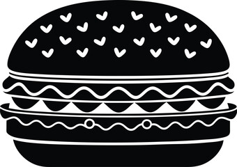 decorative Hamburger Silhouette black and white