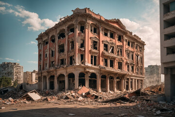 buildings that look destroyed or falling apart to show the devastating effects of the crisis on the economy and businesses