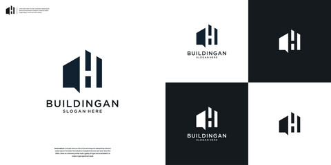 Letter H with Home Real estate property vector symbol logo design vector