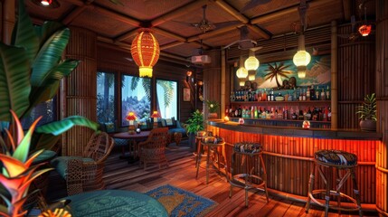 Obraz premium Tropical Bar Interior