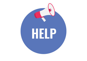 help button, banner, label, template for website. help text with colorful megaphone icon
