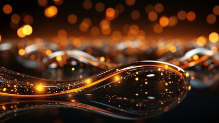Abstract liquid waves with golden lights.