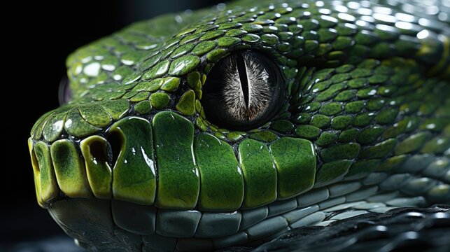 green snake on a green background