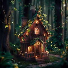 Fototapeta premium Enchanted Cottage in the Woods