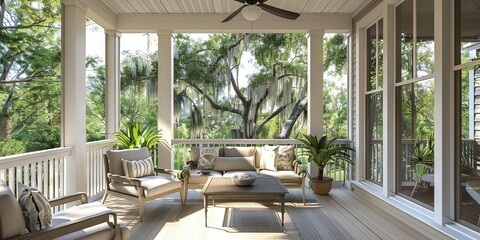 Fototapeta premium porch mockup, Savannah interior design 