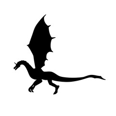Winged Dragon Silhouette Vector Illustration