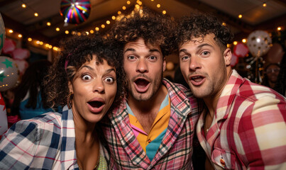 Fototapeta premium Fashionable Young Modern People at a Party Looking Surprised