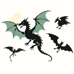 a flying dragon vector art illustration,