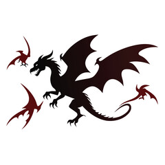 a flying dragon vector art illustration,