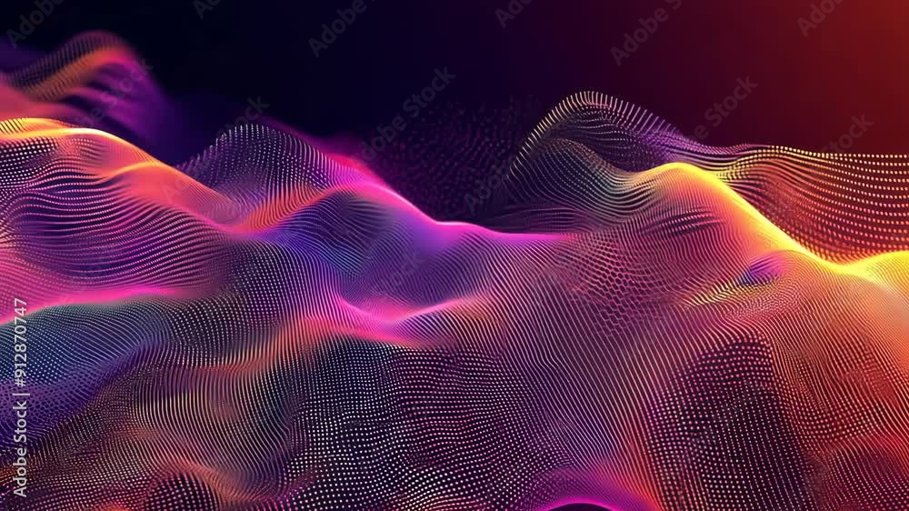 Poster abstract digital waves background. future and futuristic technology. neon waveform 3d animation. ai 
