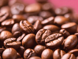 Coffee and Beans with pink Background