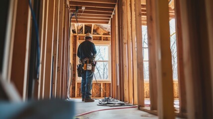 Electricians at Work in a House Under Construction