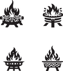 fire pit silhouette isolated on white backgrond