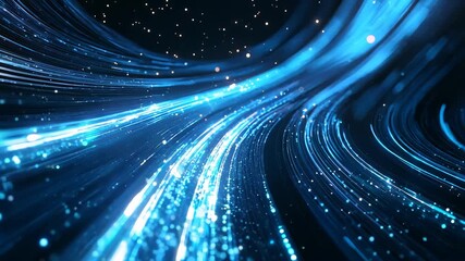 Futuristic light trails abstract background. Dynamic digital animation. High-speed data transmission concept. Sci-fi visualization. Future technology