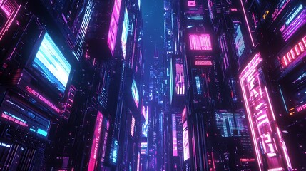 Obraz premium Futuristic Cityscape with Vibrant Neon Lights