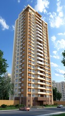 Fototapeta premium Modern Apartment Building Exterior Design Illustration
