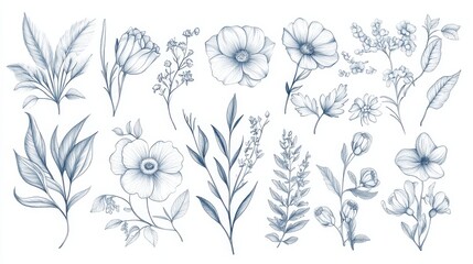 Fototapeta premium Mega Set of Flower Doodles