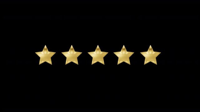 5 golden star quality. Animated stars elements