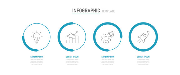 An infographic consisting of four stages. reflecting the completion of the task. Infographics for a presentation or website