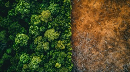 7. Aerial view of a deforested area next to a healthy forest, showcasing the impact of deforestation on global warming