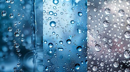 Collage of images with water drops