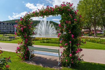 Kurpark und Rosengarten im Staatsbad Bad Kissingen, Unterfranken, Franken, Bayern, Deutschland