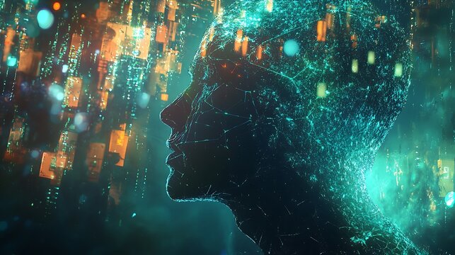 Digital Abstract Portrait of a Person in Profile - Powered by Adobe