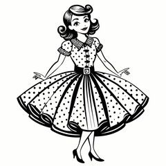 elegant, dress, girls. Fashionable, clothes for kids. Vector illustration