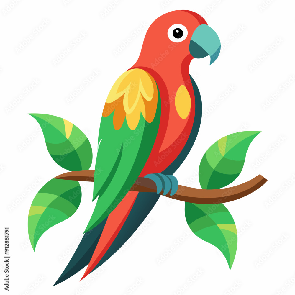 Canvas Prints vector art parrot sitting on-a tree branch